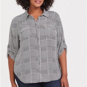 Torrid Madison Georgette Button Down Houndstooth Blouse 4x